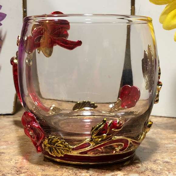 New Kpcuistic Red Rose & Butterfly Tea/Coffee Mug W/Silver Spoon & Coaster - Picture 7 of 11